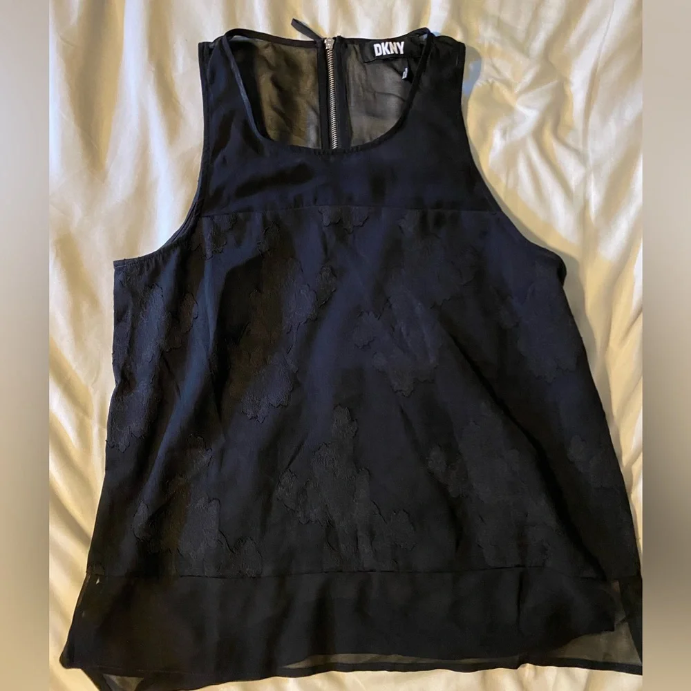 DKNY Black Sheer Lace Tank Top - Picture 3 of 5